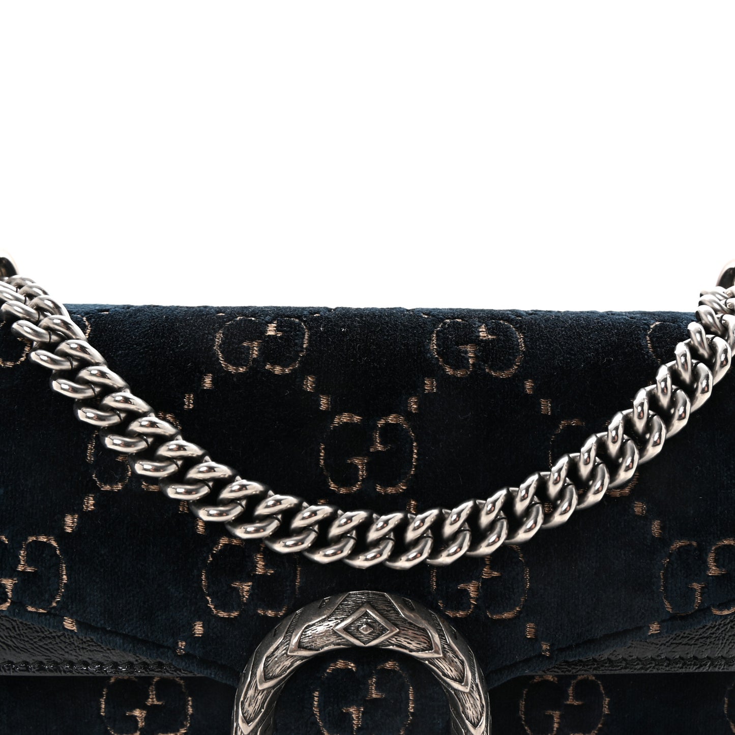 Velvet Skipper GG Monogram Small Dionysus Shoulder Bag Blue Beige Black