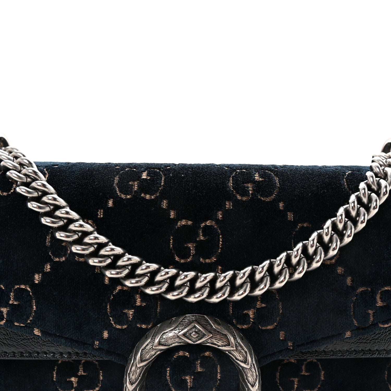 Gucci Velvet Skipper GG Monogram Small Dionysus Shoulder Bag Blue Beige Black 8 of 10