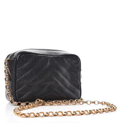 Chanel Caviar Chevron Quilted Tassel Camera Case Black 3 of 10