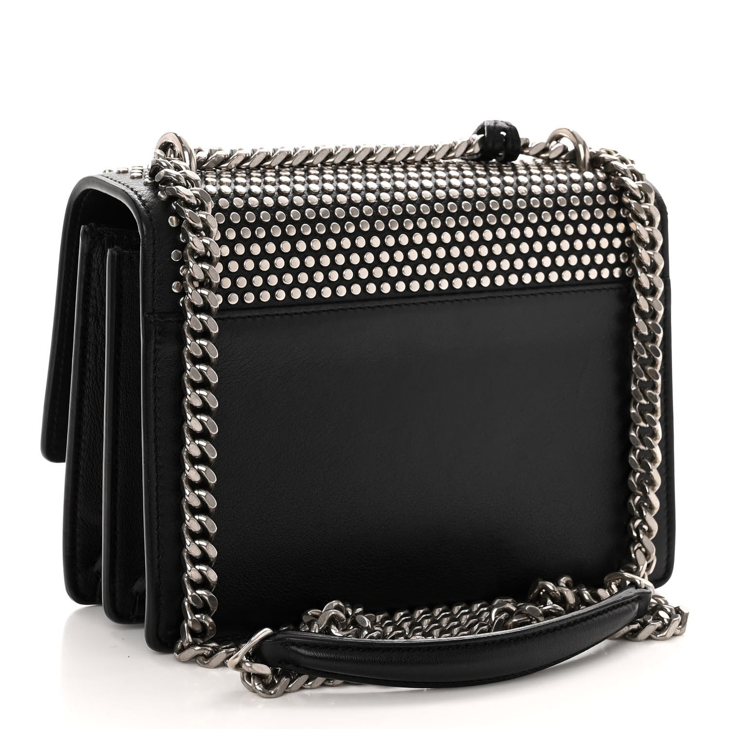 Saint Laurent Calfskin Studded Small Monogram Sunset Black 3 of 12