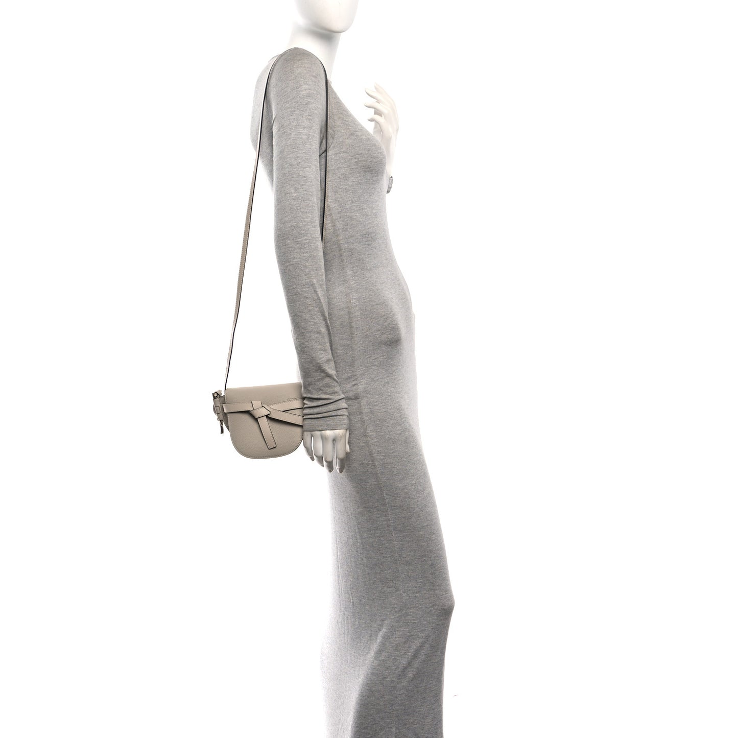 Grained Calfskin Mini Gate Crossbody Bag Light Oat