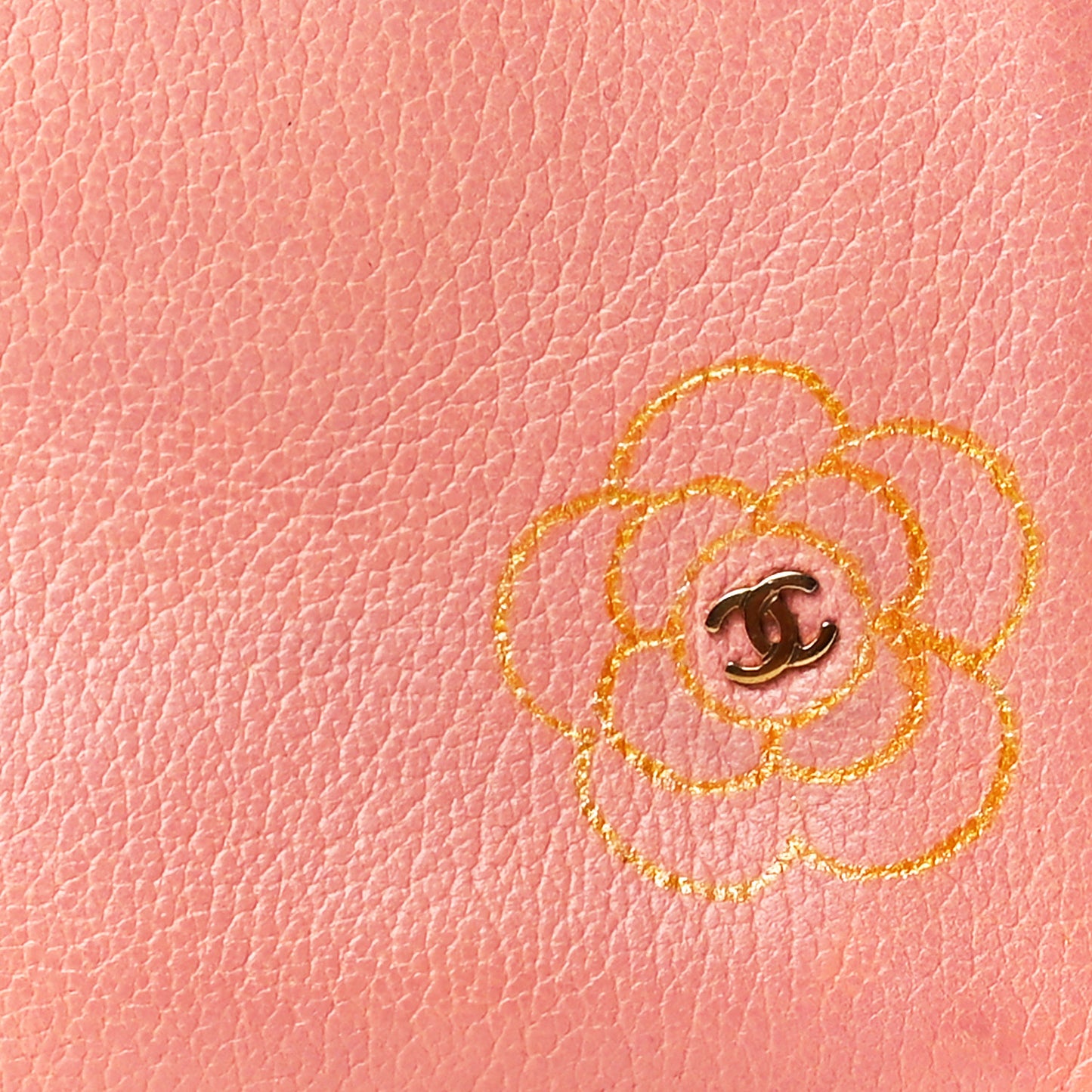 Goatskin Camellia Key Pouch Light Pink