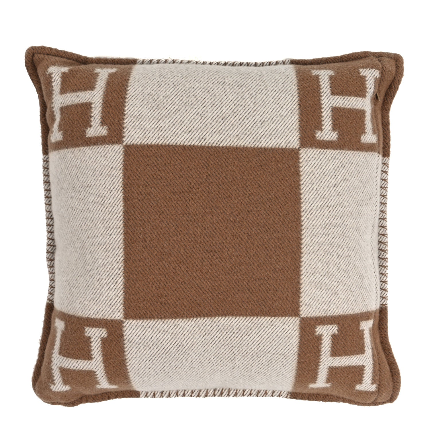 Hermes Wool Cashmere Avalon Pillow PM Ecru Camel 2 of 3