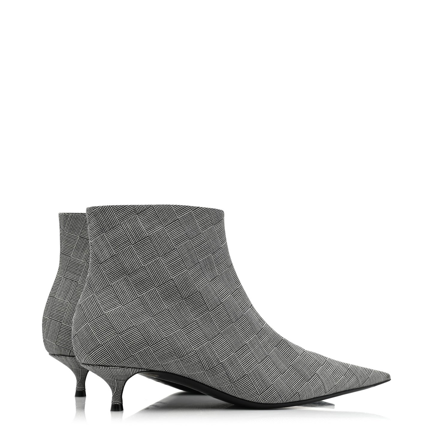 Wool Checked Knife Pointy Toe Boots 40
