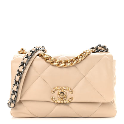 Chanel Lambskin Quilted Medium Chanel 19 Flap Beige 1 of 9