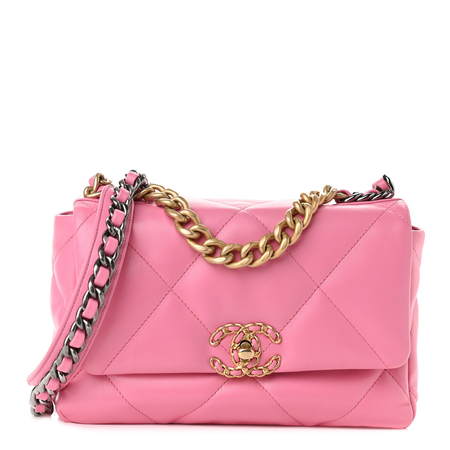 Lambskin Quilted Medium Chanel 19 Flap Pink