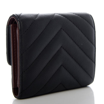 Chanel Caviar Chevron Quilted Compact Flap Wallet Black 3 of 8