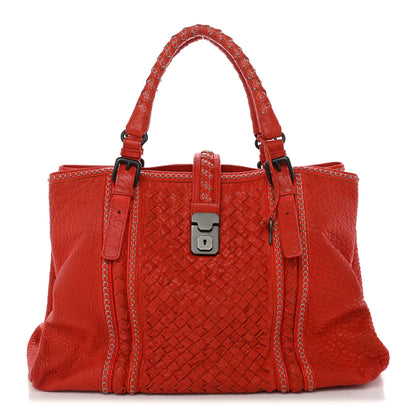 Bottega Veneta Pebbled Lambskin Intrecciato Stitched Medium Roma Tote Vesuvio 1 of 11