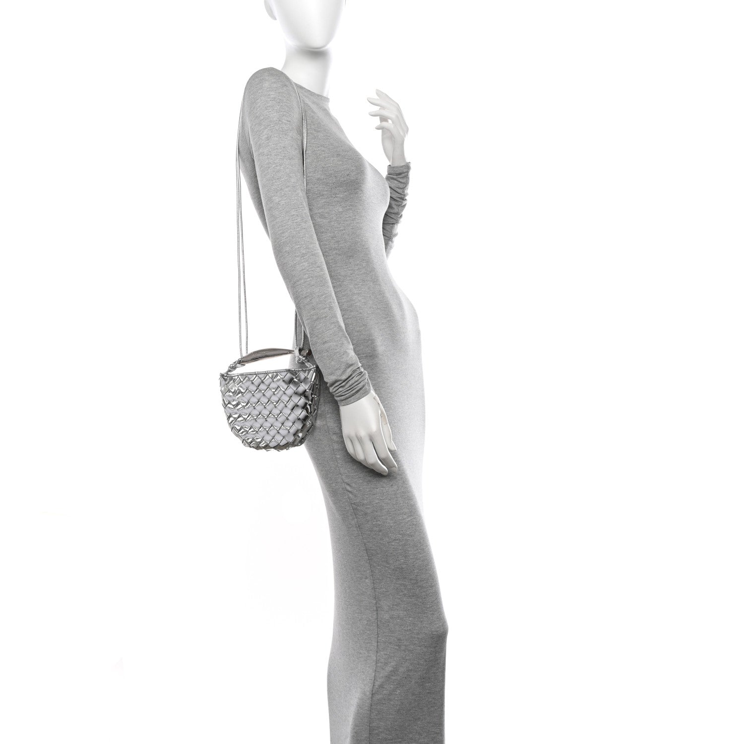 Bottega Veneta Mirror Laminated Nappa Intrecciato Mini Sardine Bag Silver 2 of 10