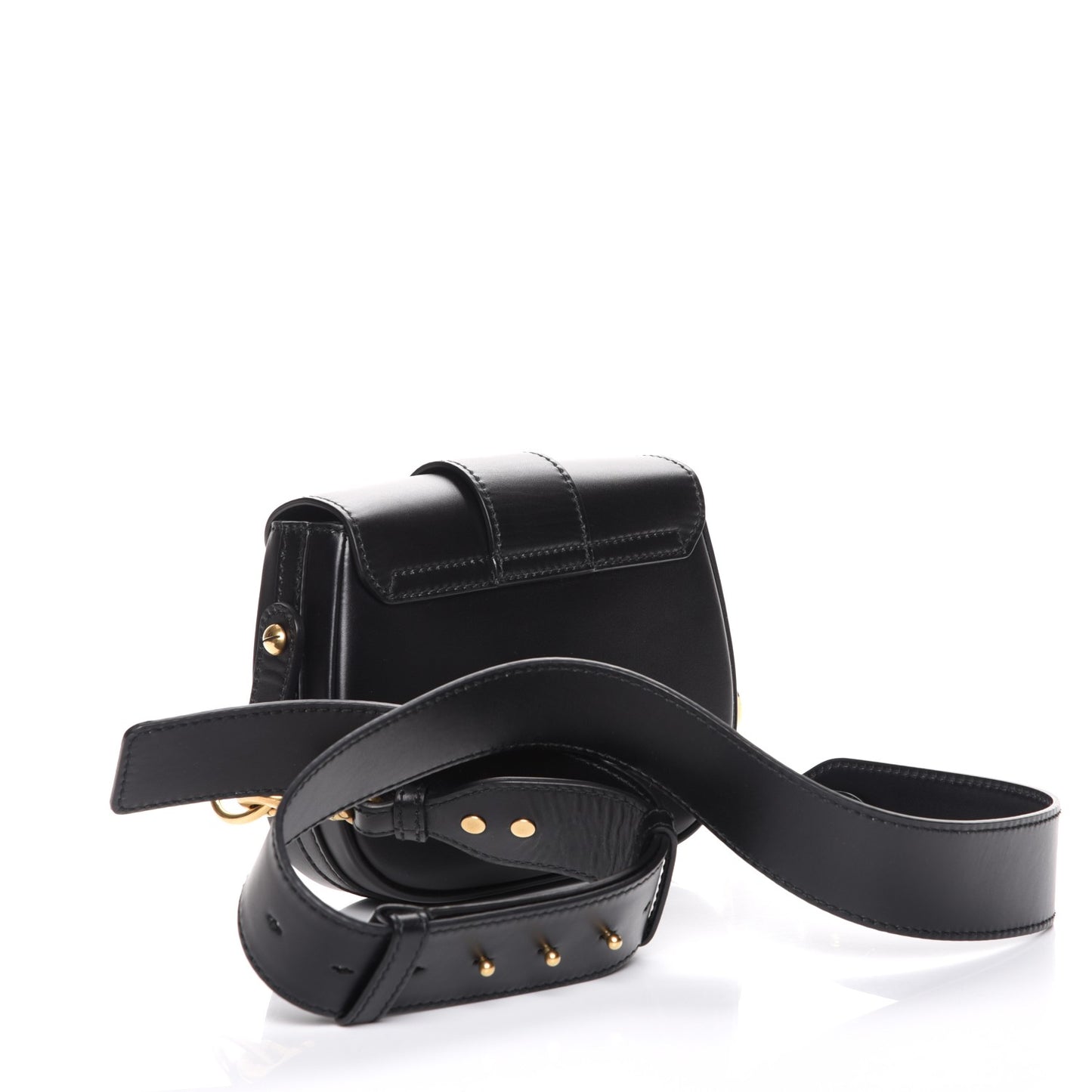 Calfskin D Fence Saddle Bag Black
