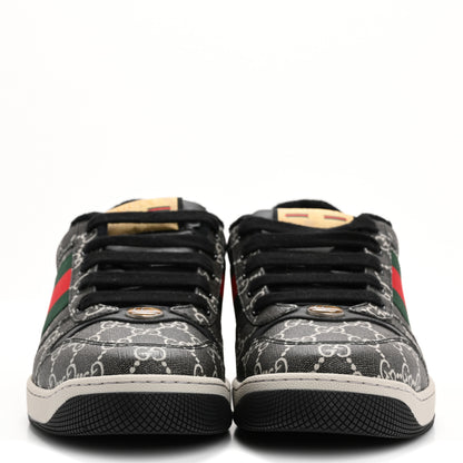 Gucci GG Supreme Monogram Miro Soft Calfskin Web Mens Screener Sneakers 8.5 Black Grey Sky 3 of 12