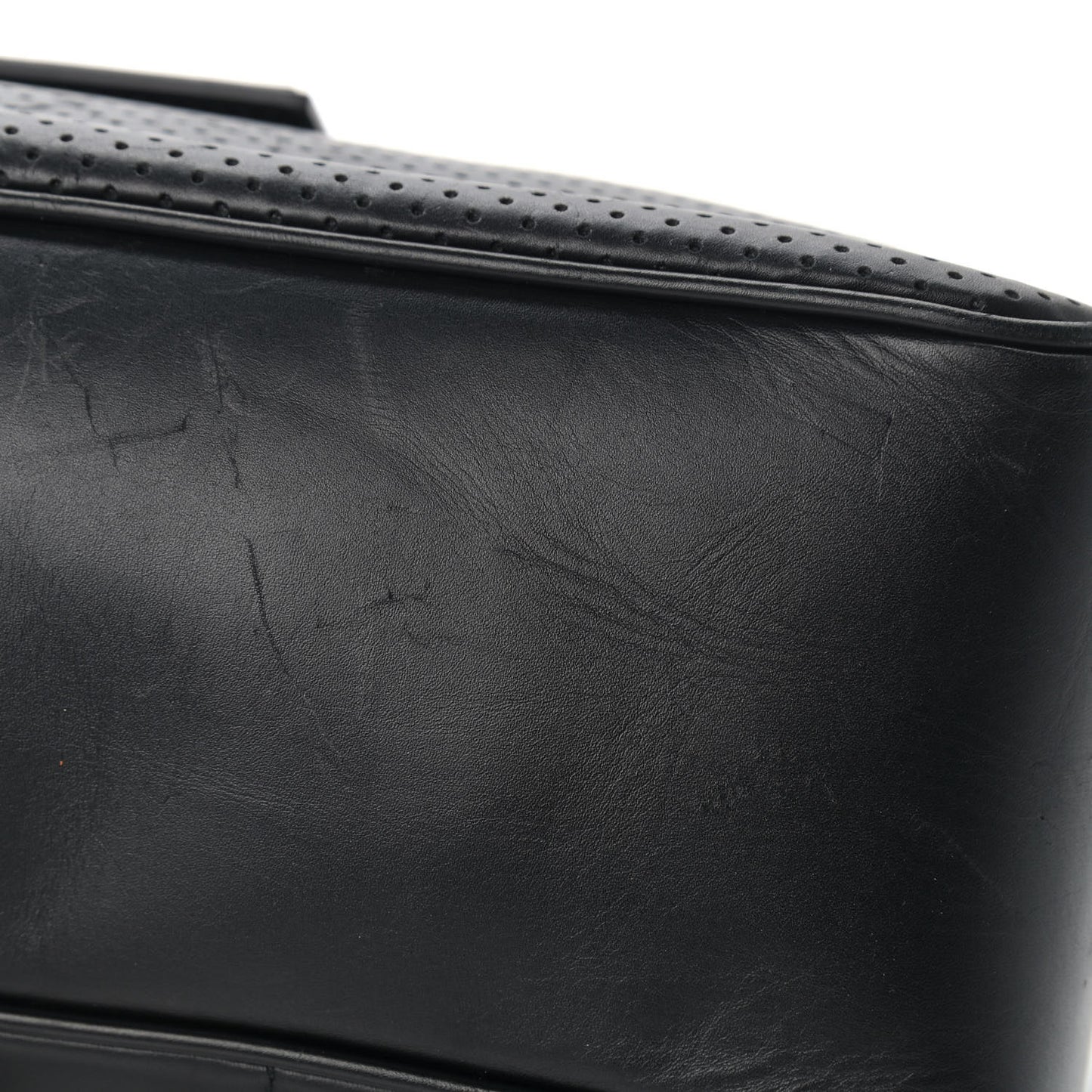 Perforated Calfskin Leggero Intrecciato Belt Bag Black