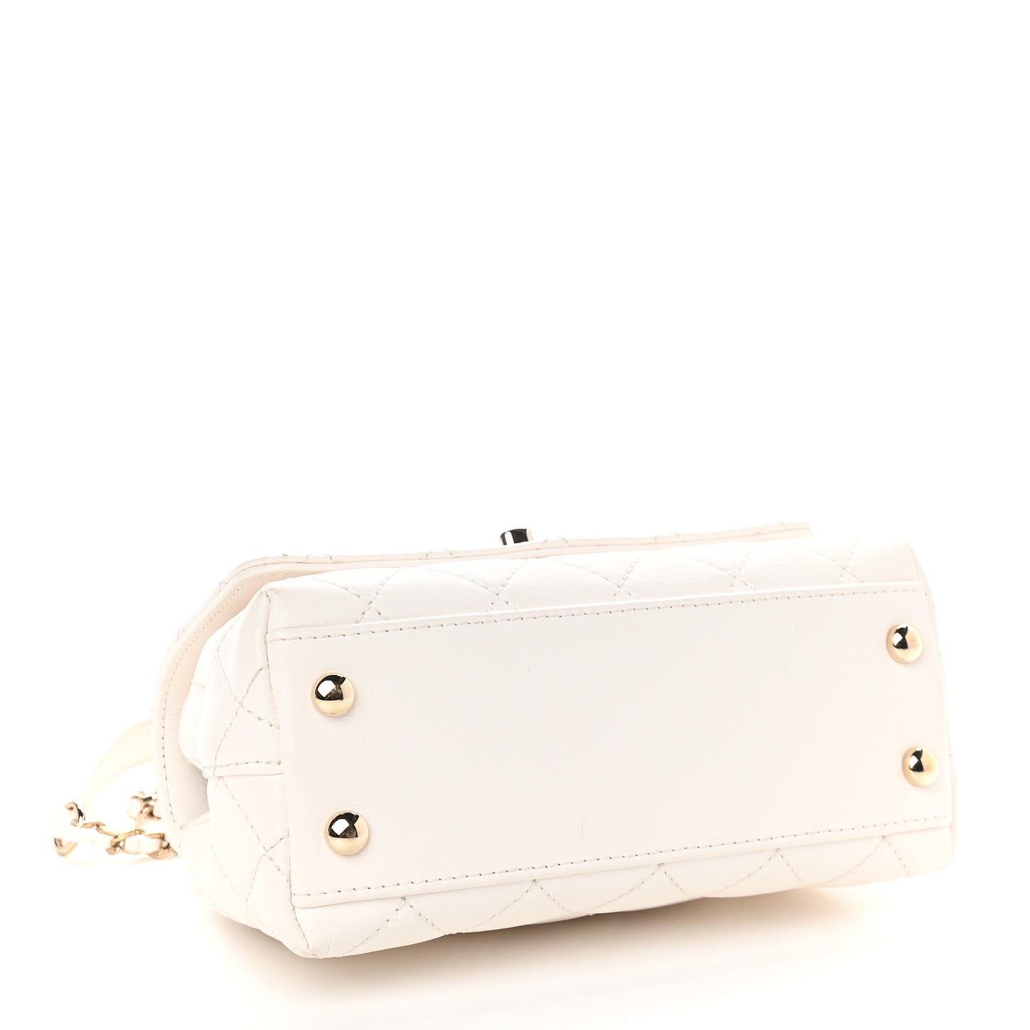 Goatskin Quilted Extra Mini Rainbow Coco Handle Flap White