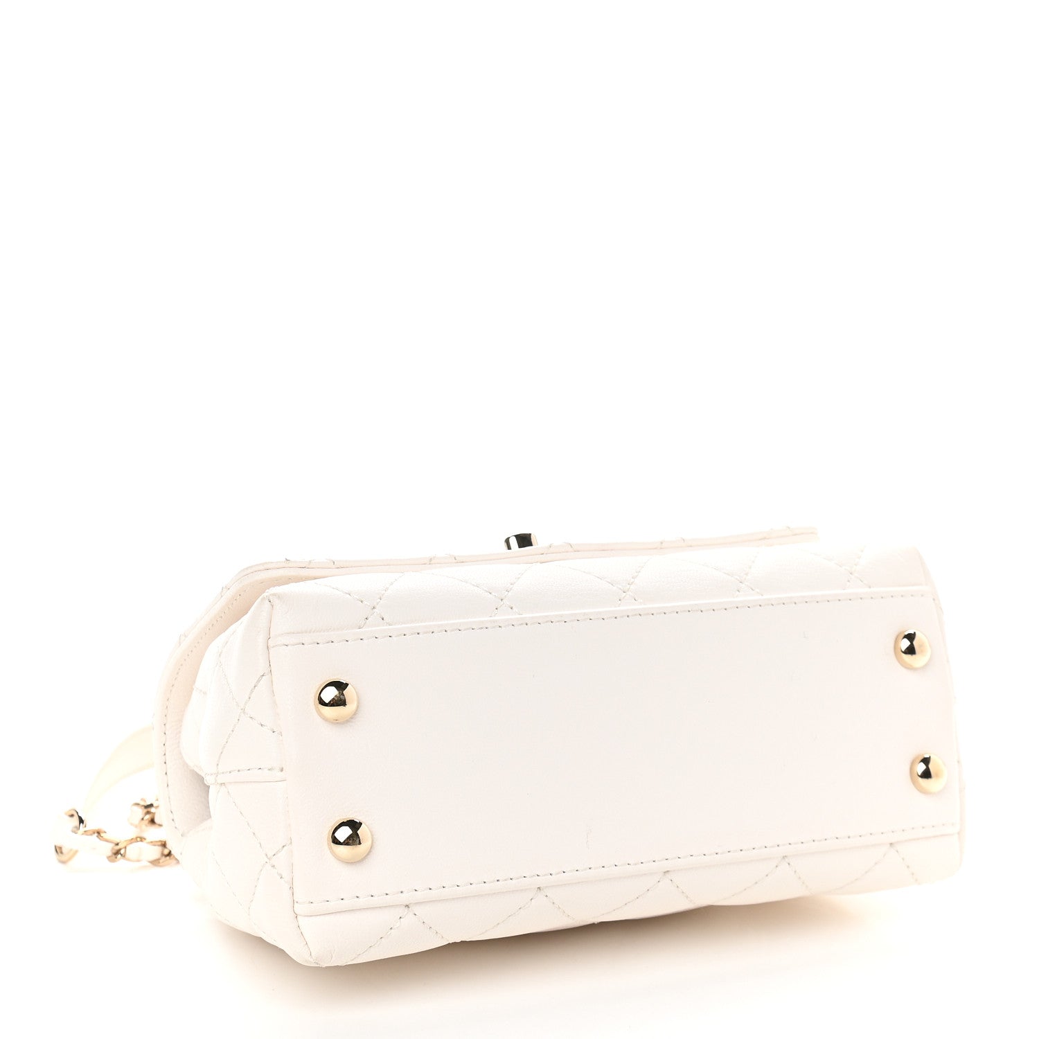 Chanel Goatskin Quilted Extra Mini Rainbow Coco Handle Flap White 4 of 9