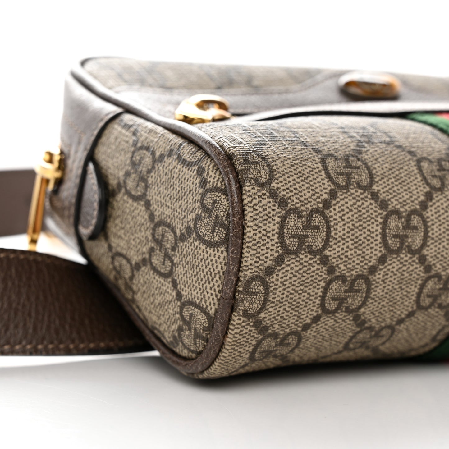 GG Supreme Monogram Web Small Ophidia Belt Bag 85 34 Dark Brown