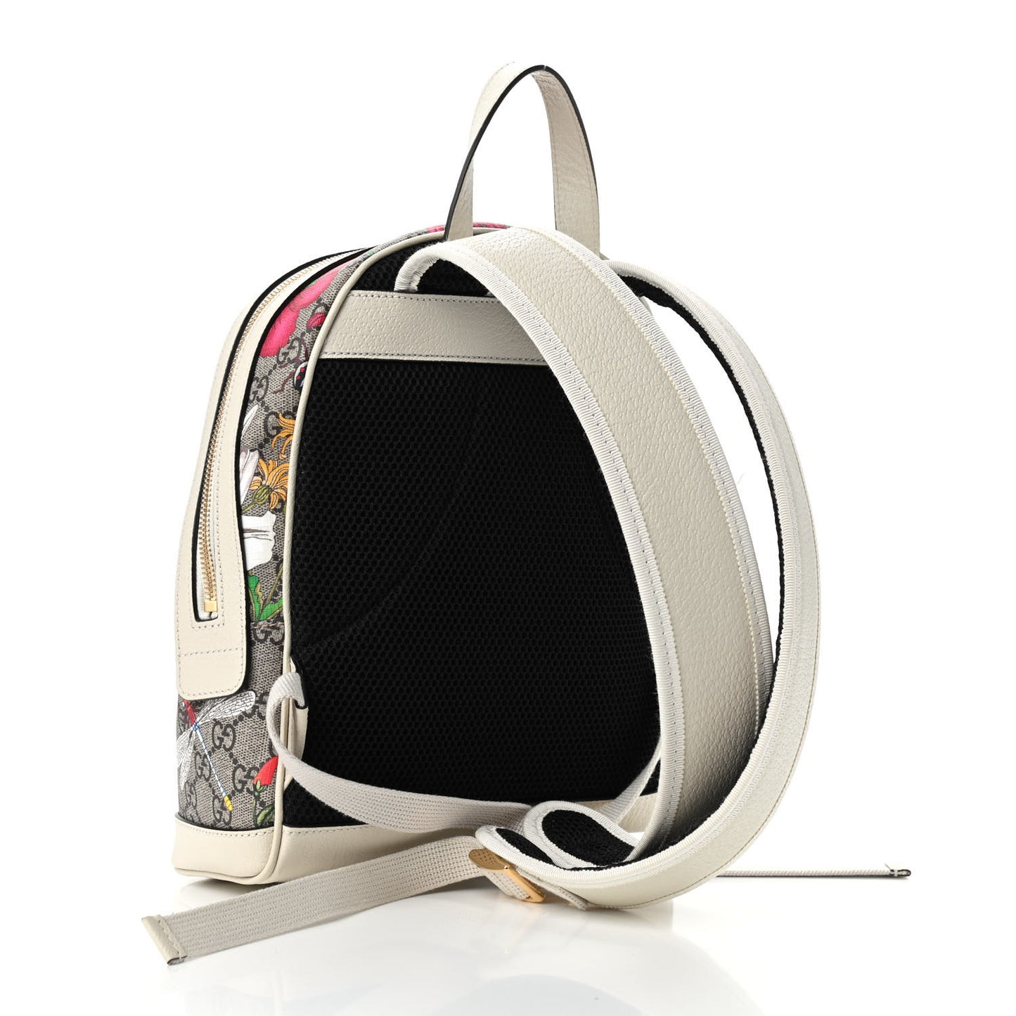 GG Supreme Monogram Flora Web Small Ophidia Day Backpack White