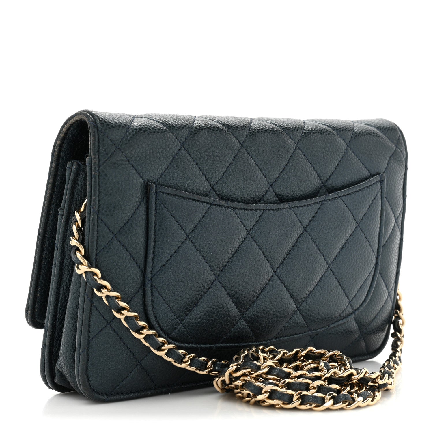 Chanel Caviar Quilted Wallet on Chain WOC Navy Blue 3 of 19