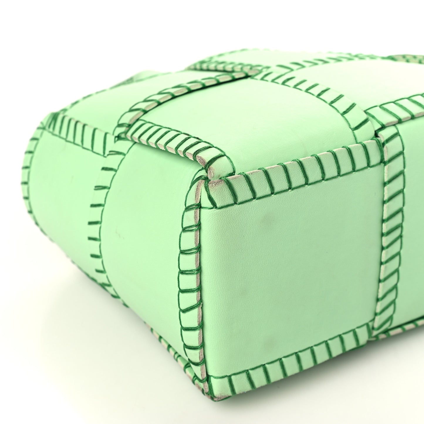 Nappa Maxi Intrecciato Overlock Stitched Small Arco Tote Wasabi Parakeet