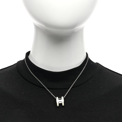 Hermes Lacquered Palladium Mini Pop H Pendant Necklace White 2 of 5