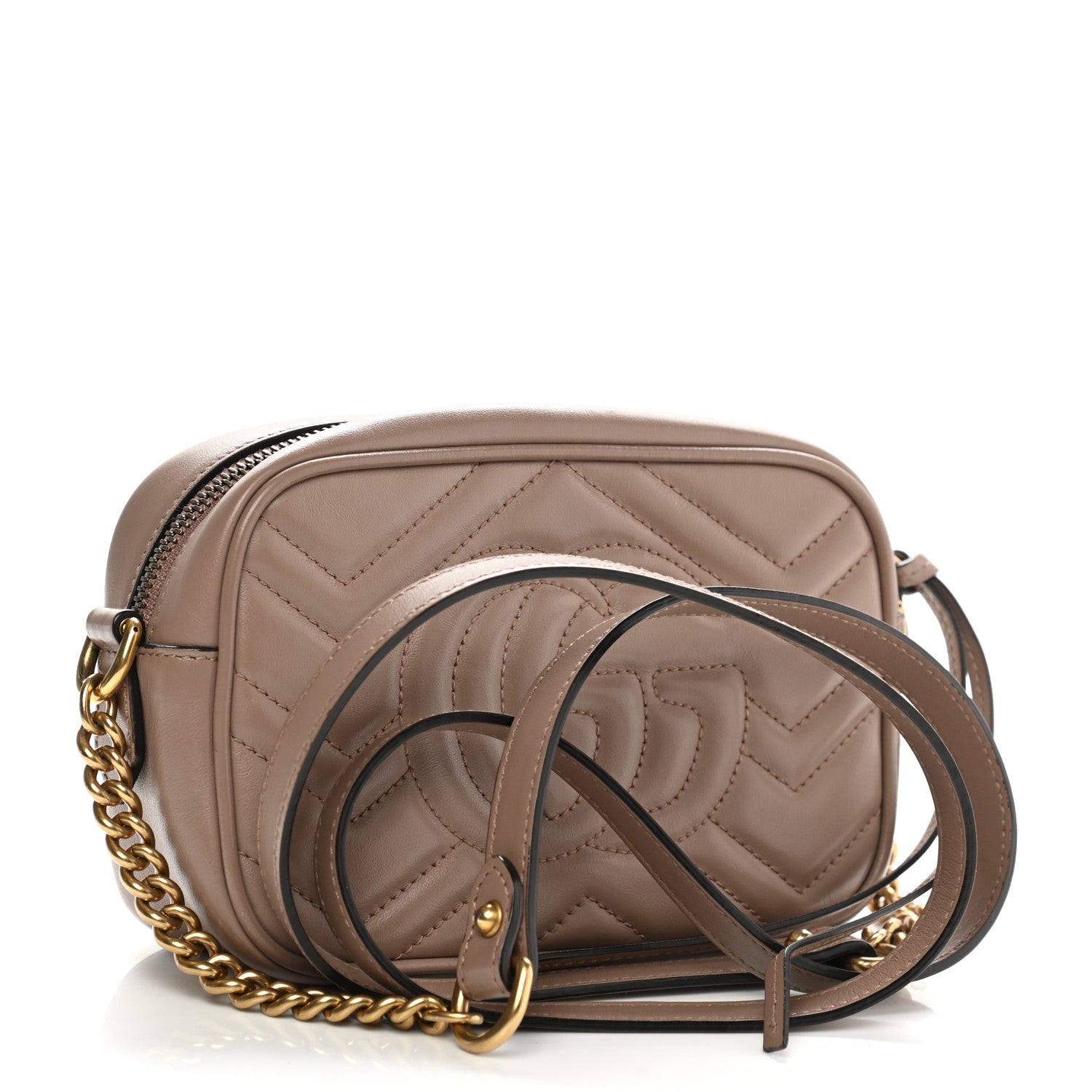 Gucci Calfskin Matelasse Mini GG Marmont Chain Shoulder Bag Porcelain Rose 3 of 11