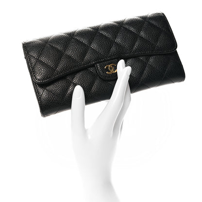 Chanel Caviar Quilted Large Gusset Flap Wallet Black 2 of 8