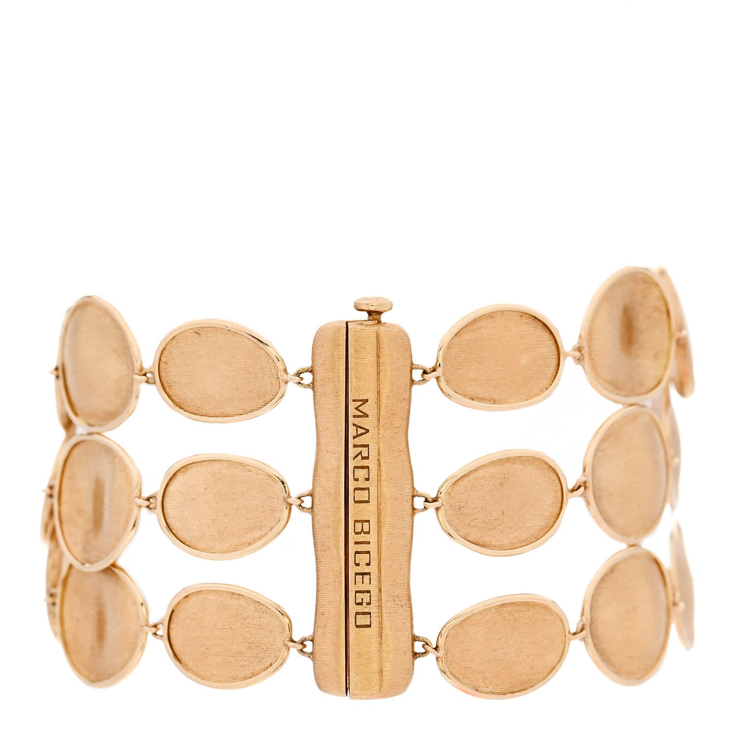 18K Yellow Gold Diamond Mother of Pearl Lunaria Three Row Bracelet