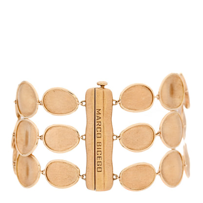 Marco Bicego 18K Yellow Gold Diamond Mother of Pearl Lunaria Three Row Bracelet 2 of 4