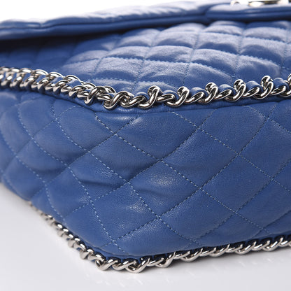 Chanel Washed Lambskin Quilted Chain Around Maxi Flap Light Blue 8 of 17