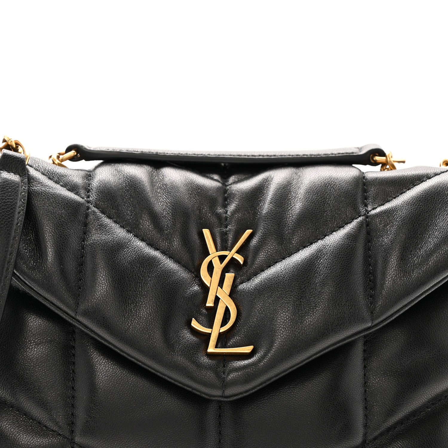 Saint Laurent Lambskin Quilted Toy Loulou Puffer Monogram Chain Satchel Black 9 of 12