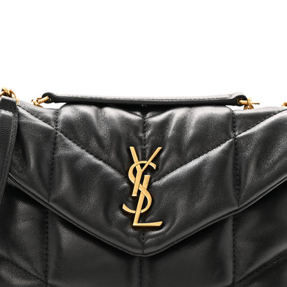 Saint Laurent Lambskin Quilted Toy Loulou Puffer Monogram Chain Satchel Black 9 of 12
