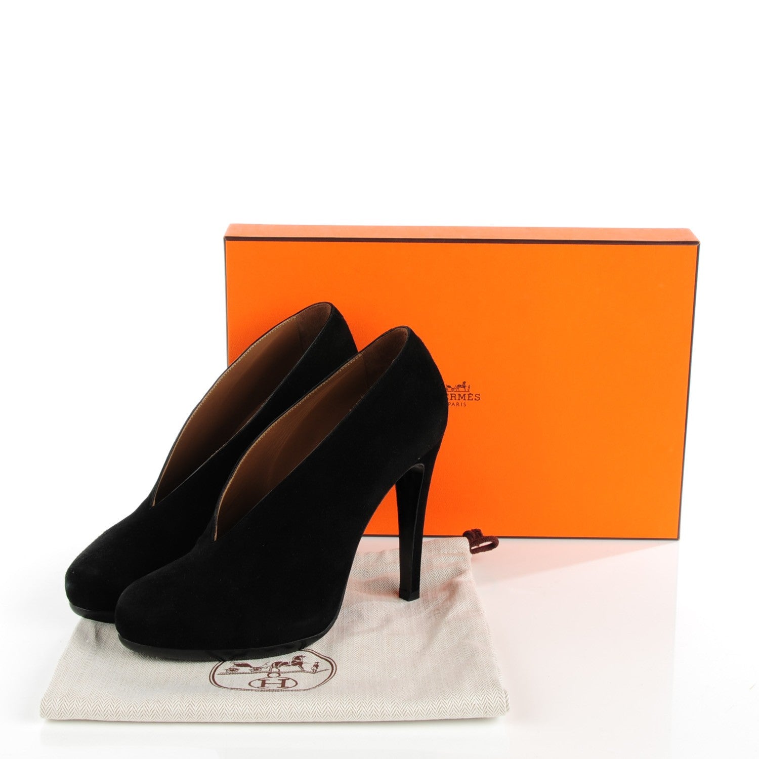Hermes Goatskin Suede Florida Pumps 38 Black 8 of 8
