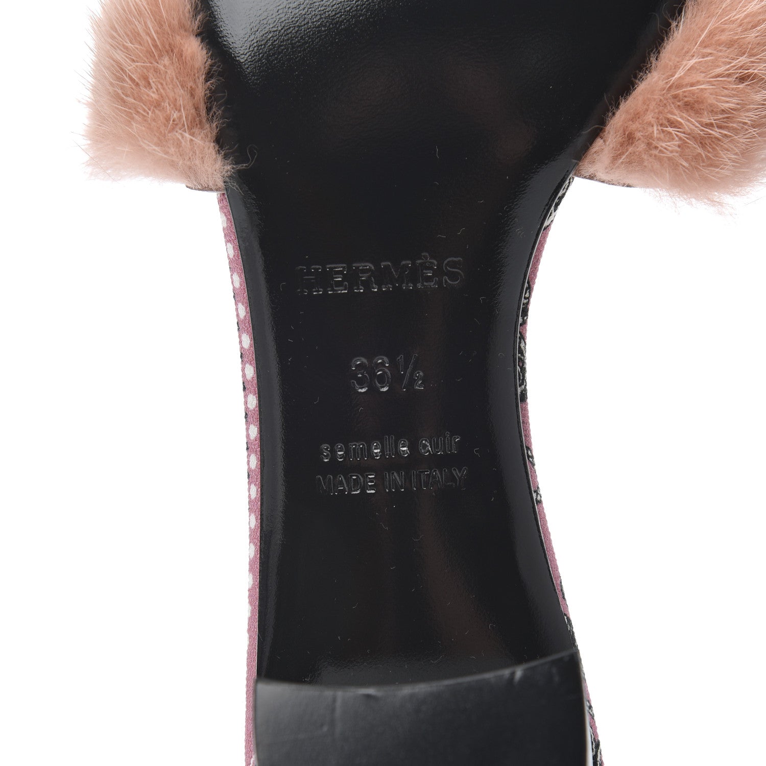 Hermes Mink Fur Oasis Sandals 36.5 Granit Rose 7 of 9