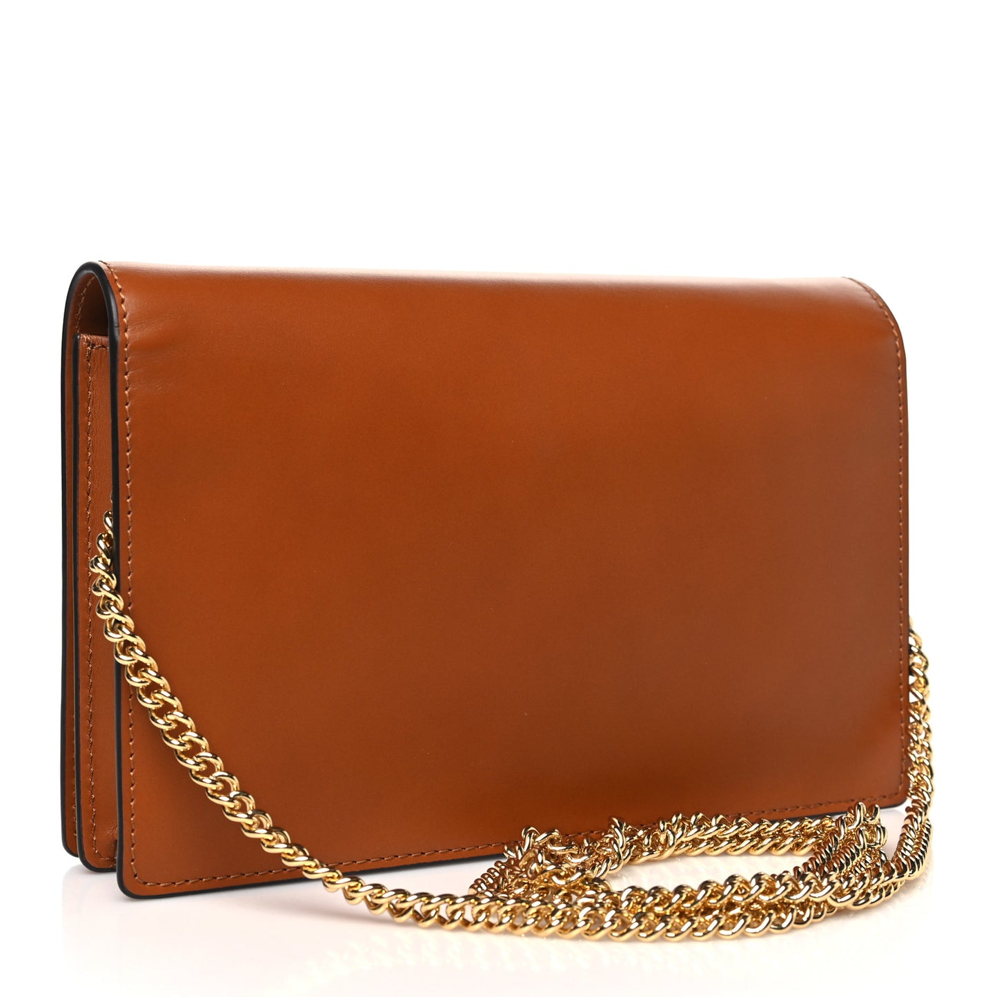 Vitello King Tamponato Logo Embossed Medium Wallet On Chain Cuoio