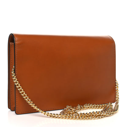 Fendi Vitello King Tamponato Logo Embossed Medium Wallet On Chain Cuoio 3 of 10