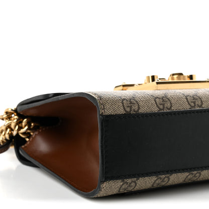 Gucci GG Supreme Monogram Calfskin Small Padlock Shoulder Bag Beige Black Cuir 9 of 10