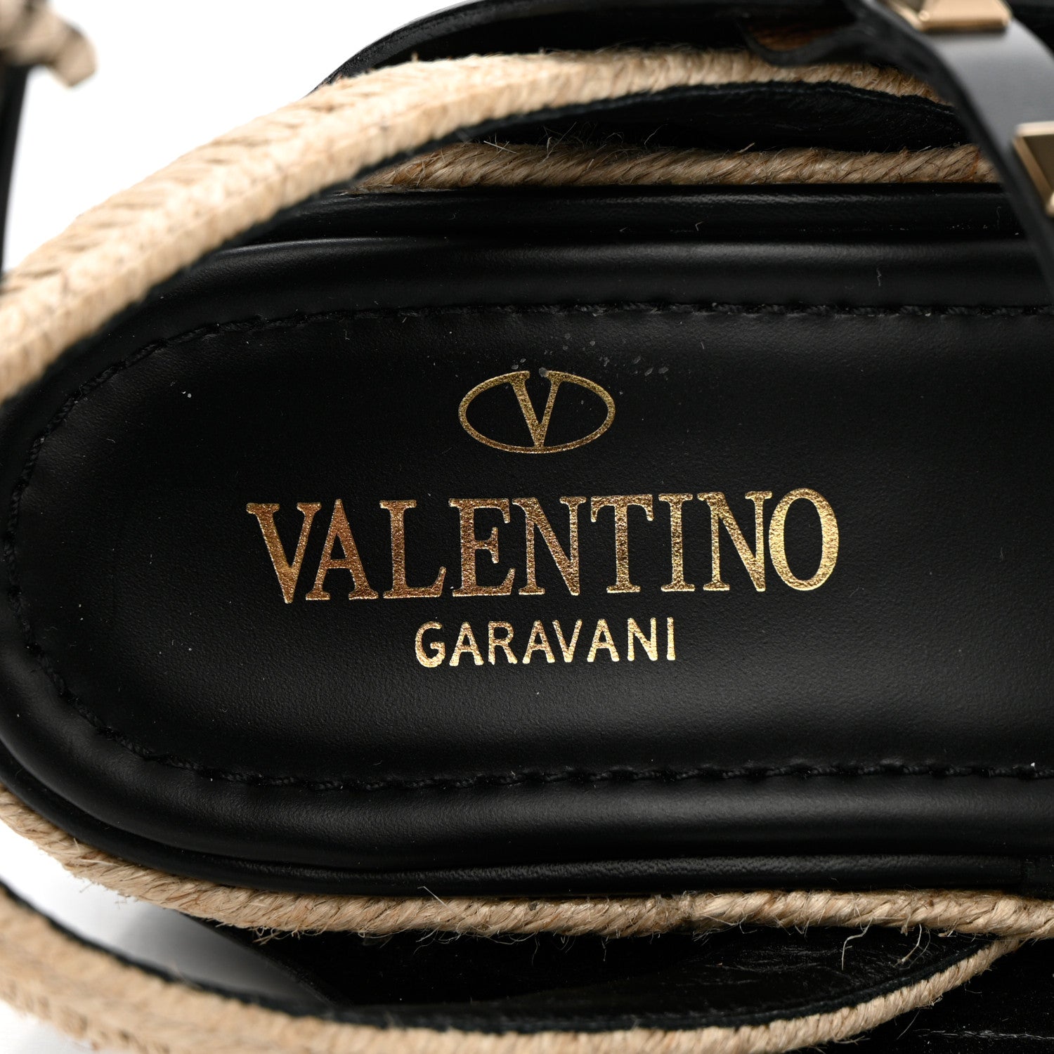 Valentino Garavani Calfskin Rockstud Ankle Strap Espadrille 10/60mm Sandals 38 Black 7 of 12