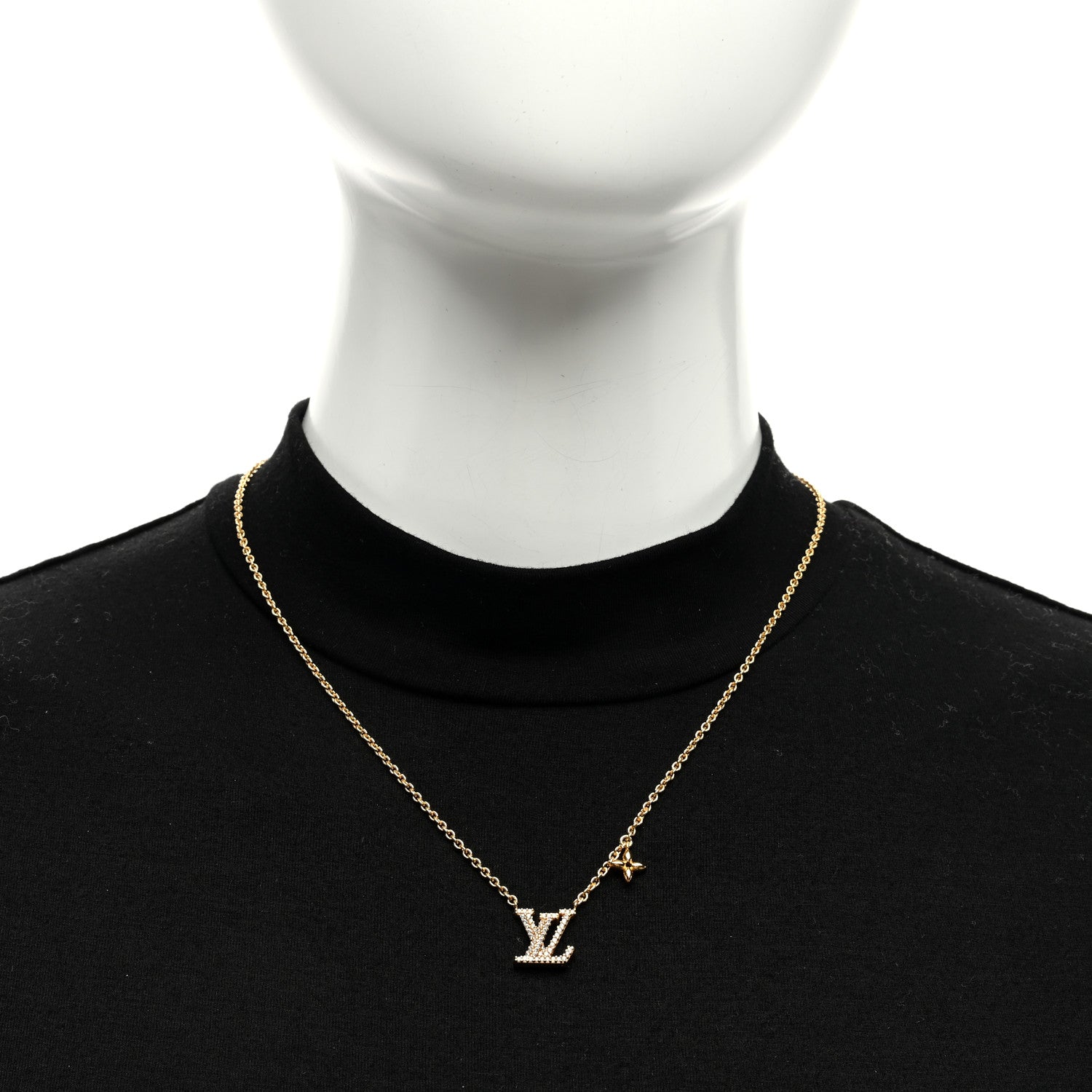 Louis Vuitton Metal Crystal LV Iconic Necklace Gold 2 of 4