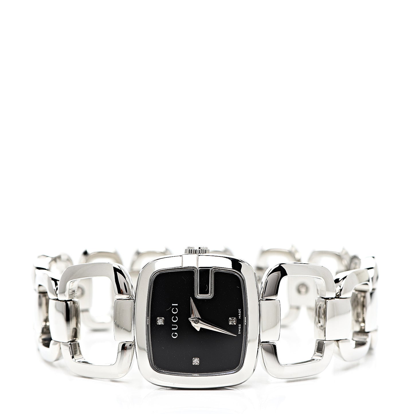 Stainless Steel Diamond 24mm G-Gucci Square Quartz Watch Black