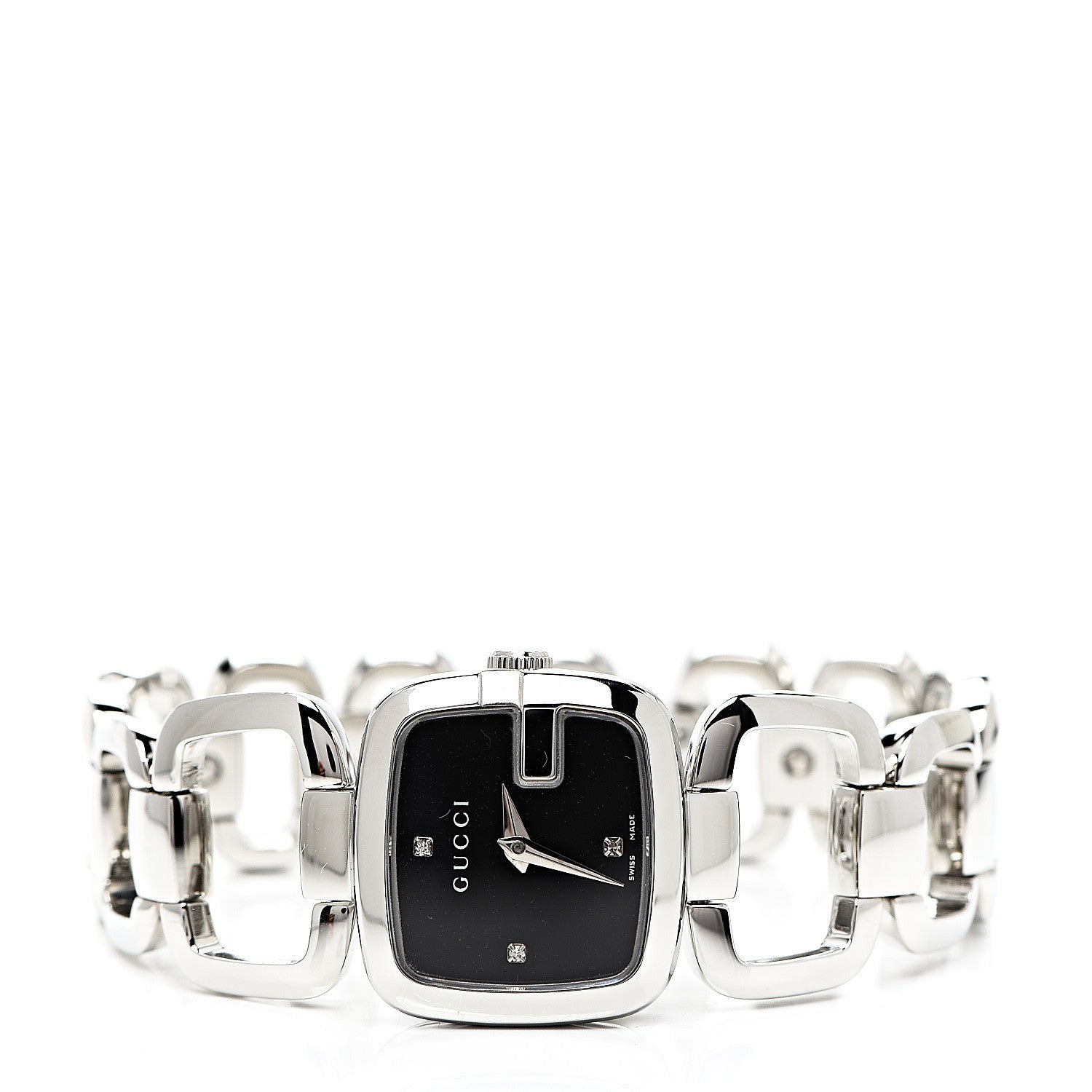 Gucci Stainless Steel Diamond 24mm G-Gucci Square Quartz Watch Black 2 of 6