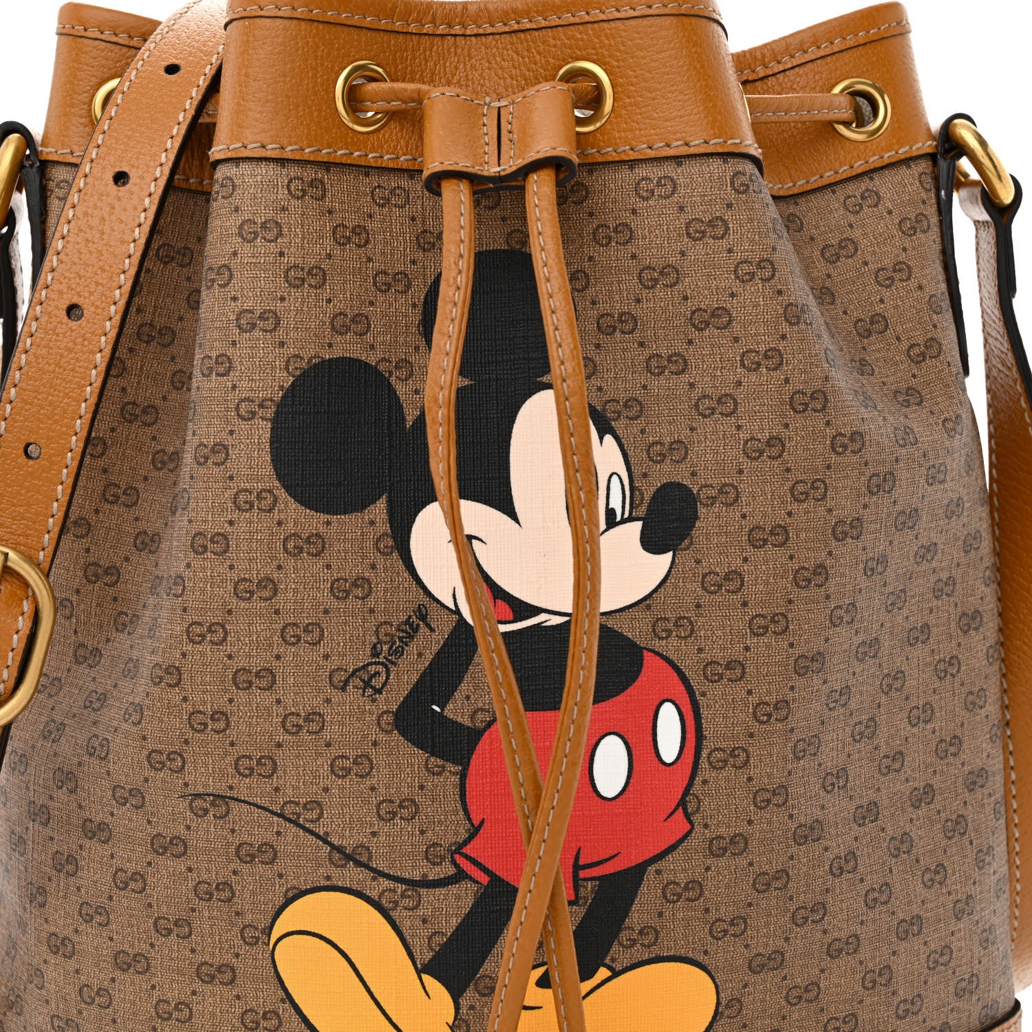 Gucci X DISNEY Mini Vintage GG Supreme Monogram Bucket Bag Beige Vintage Sun Oil 8 of 10