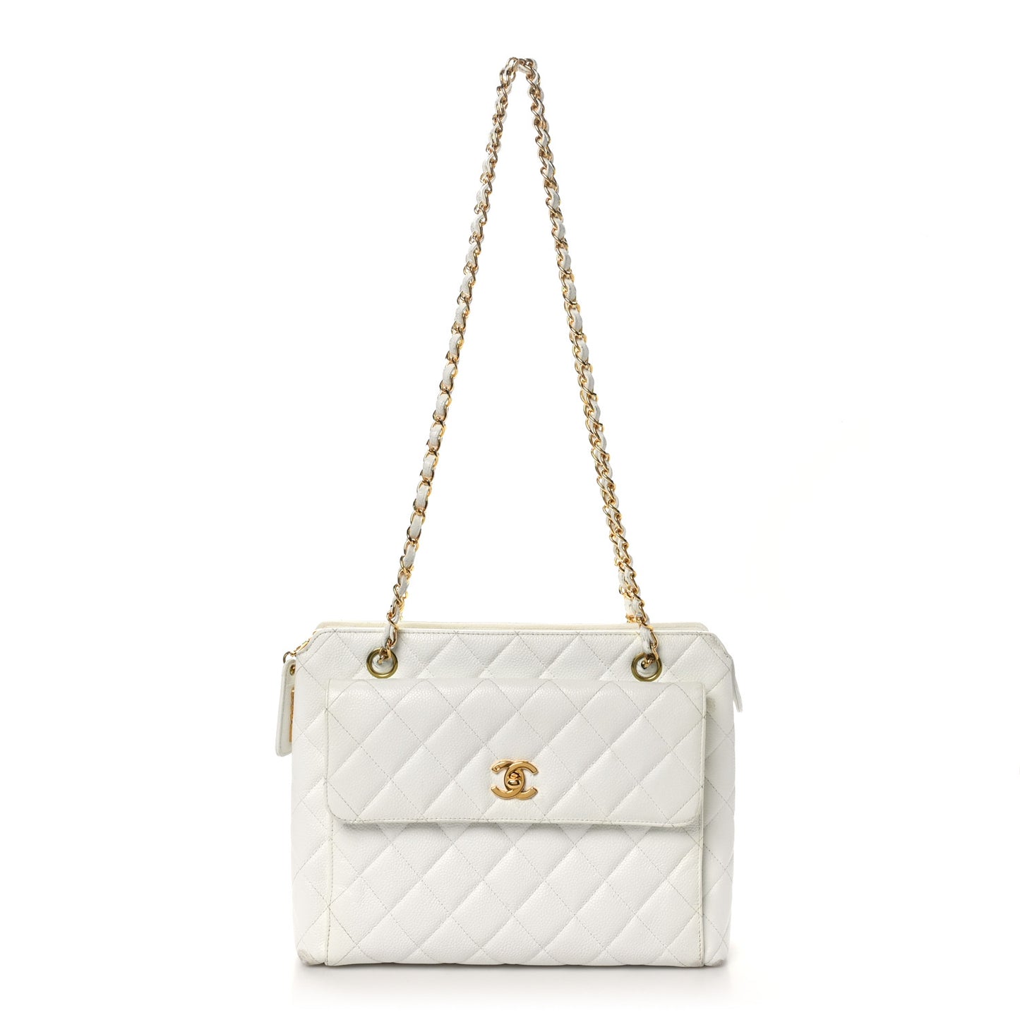 Caviar CC Shoulder Bag White