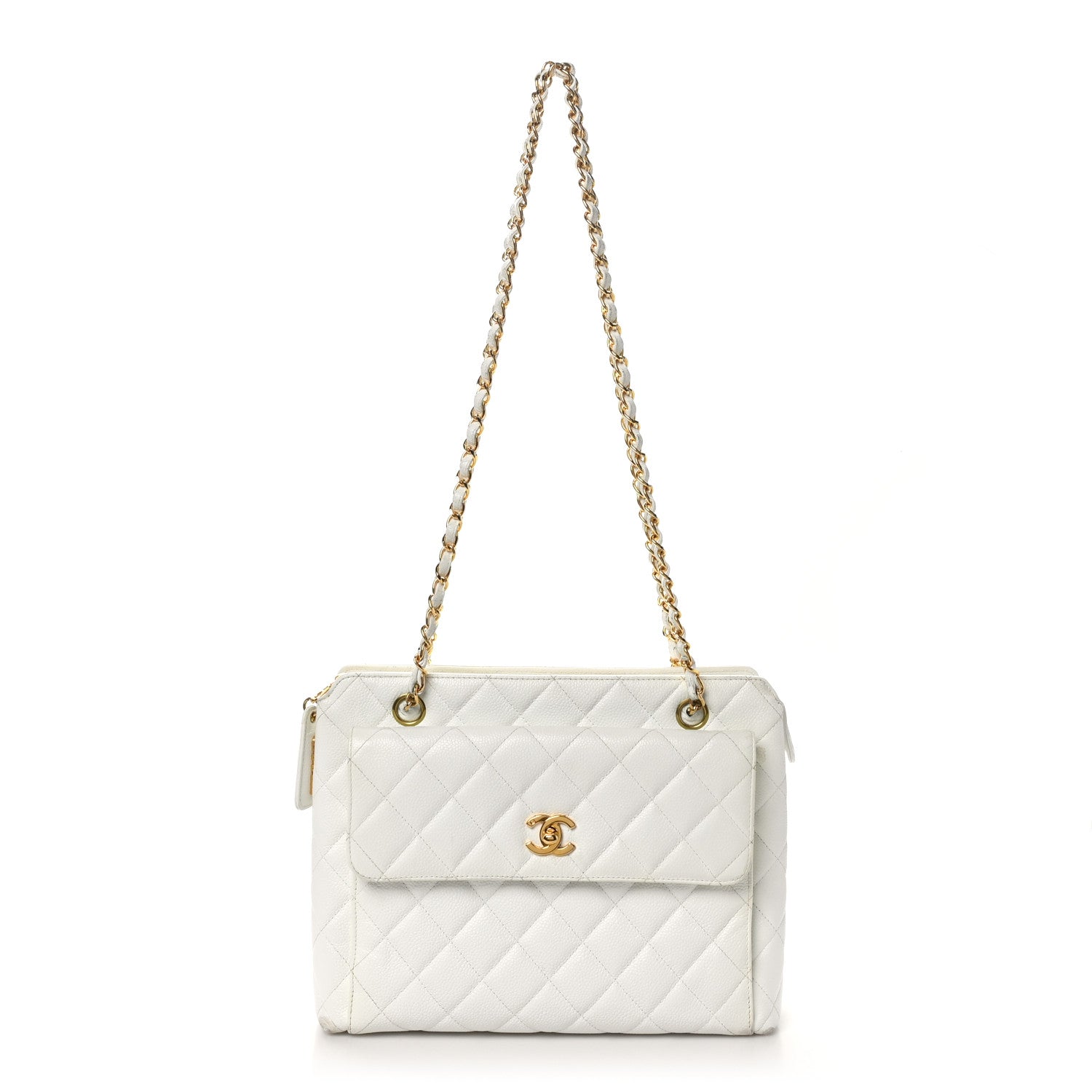 Chanel Caviar CC Shoulder Bag White 1 of 12