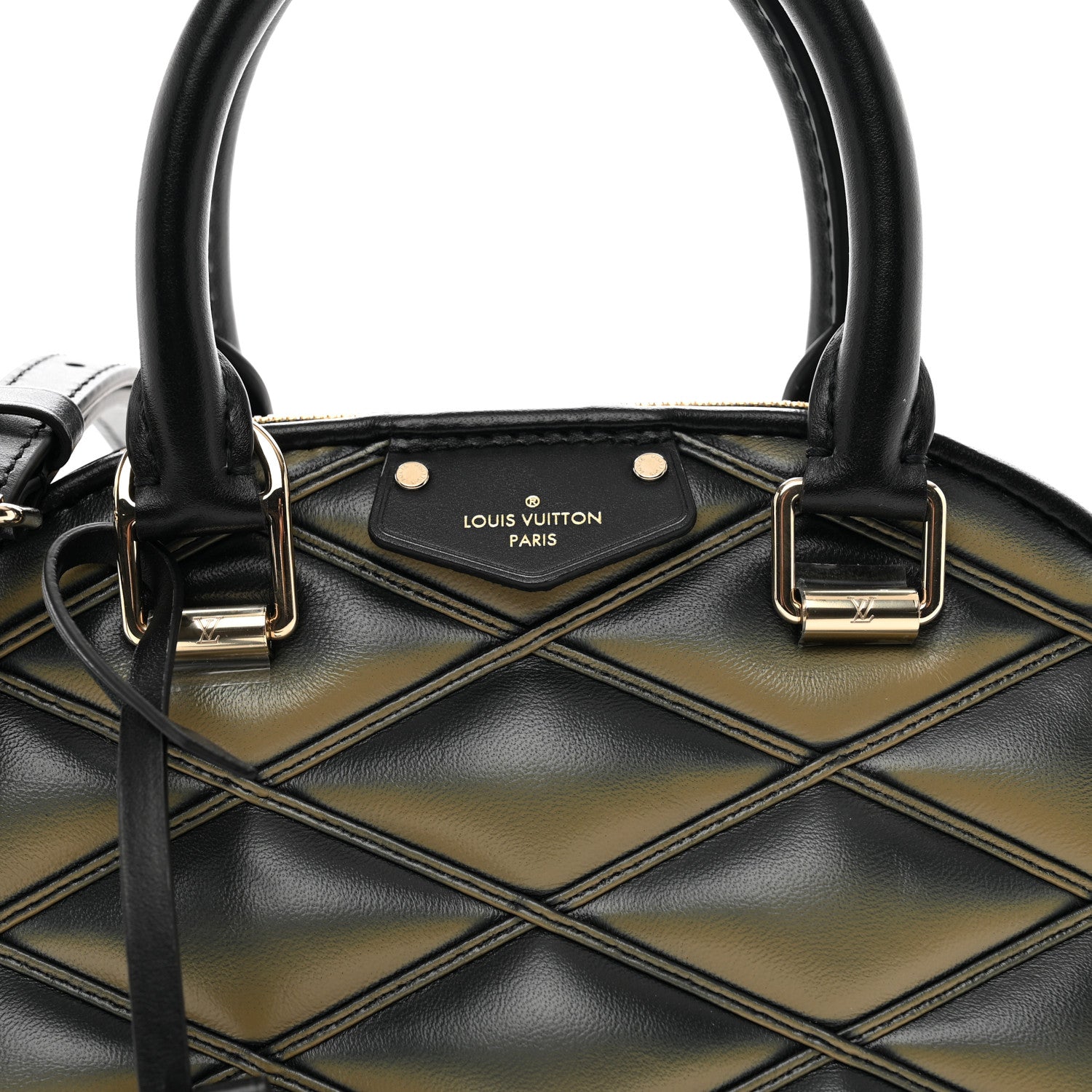 Louis Vuitton Lambskin Malletage Alma BB Black Beige 7 of 9