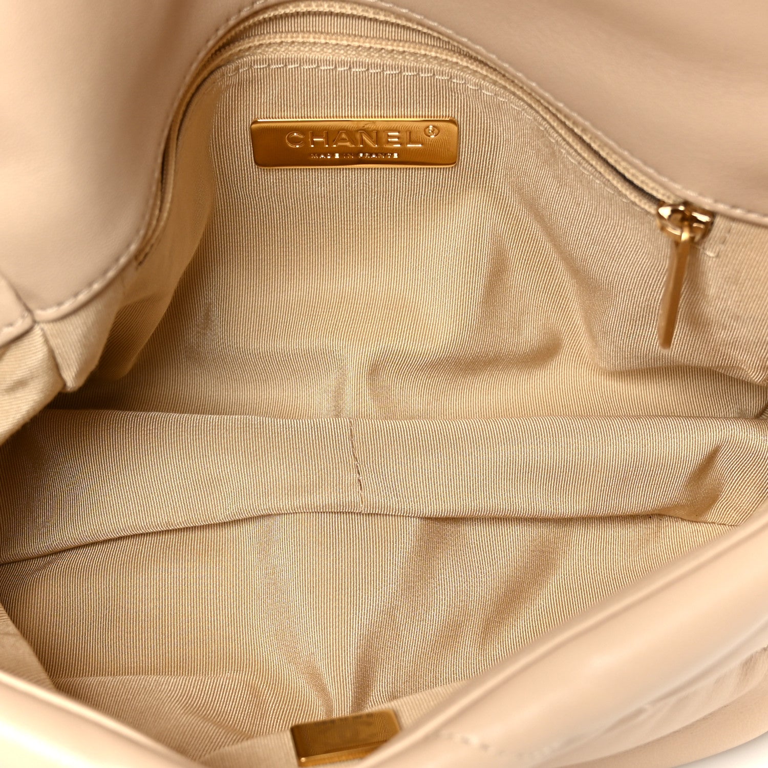 Chanel Shiny Goatskin Quilted Medium Chanel 19 Flap Beige 5 of 11