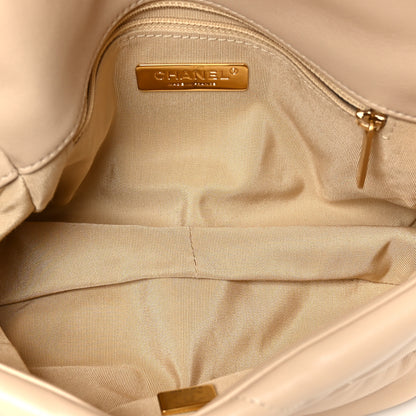 Chanel Shiny Goatskin Quilted Medium Chanel 19 Flap Beige 5 of 11