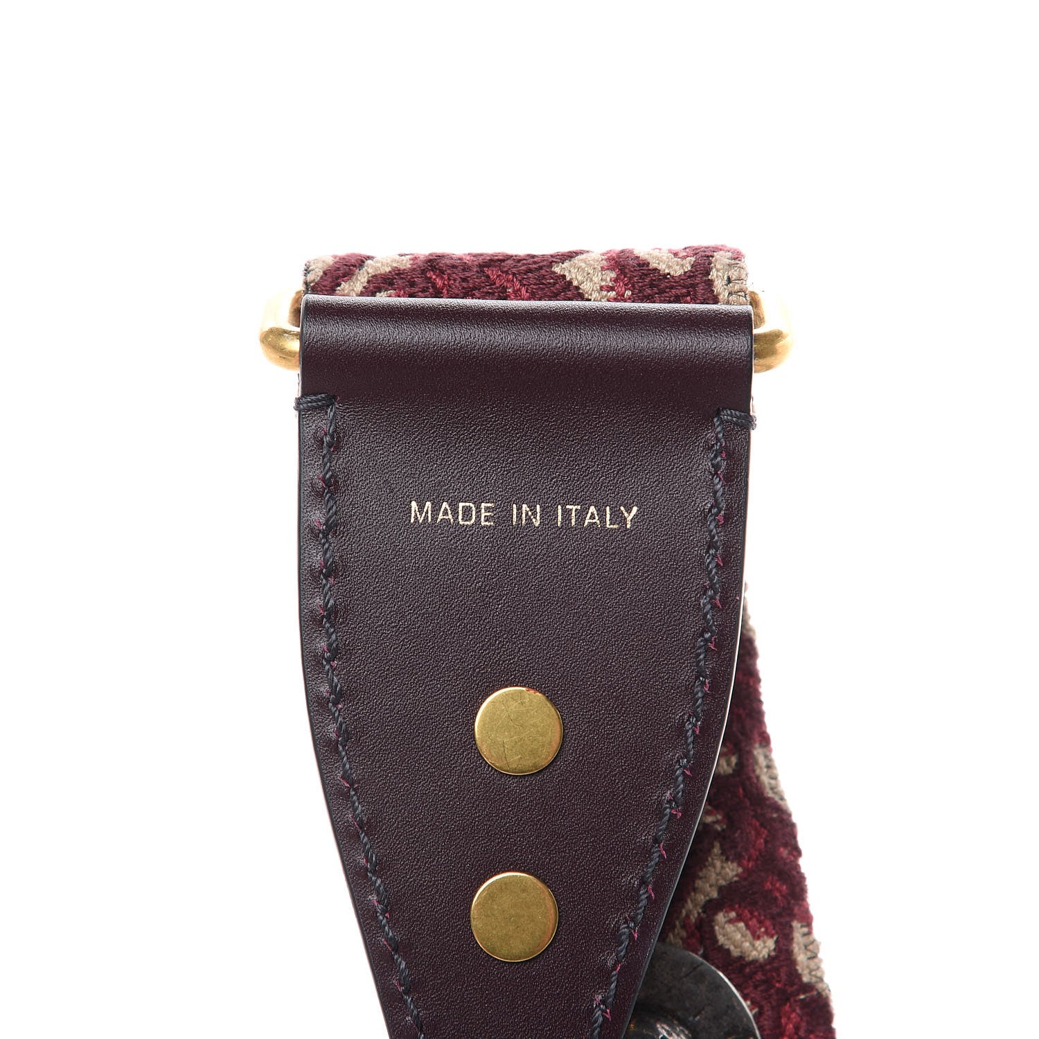 Christian Dior Oblique Studded Shoulder Strap Burgundy 5 of 5
