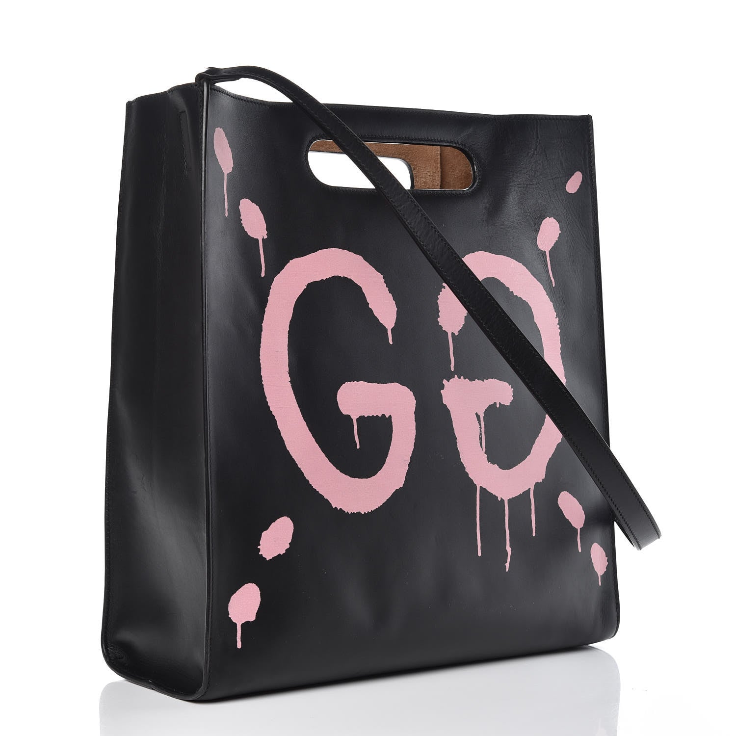 Gucci Calfskin GucciGhost Real Medium XL Tote Black Pink 3 of 12