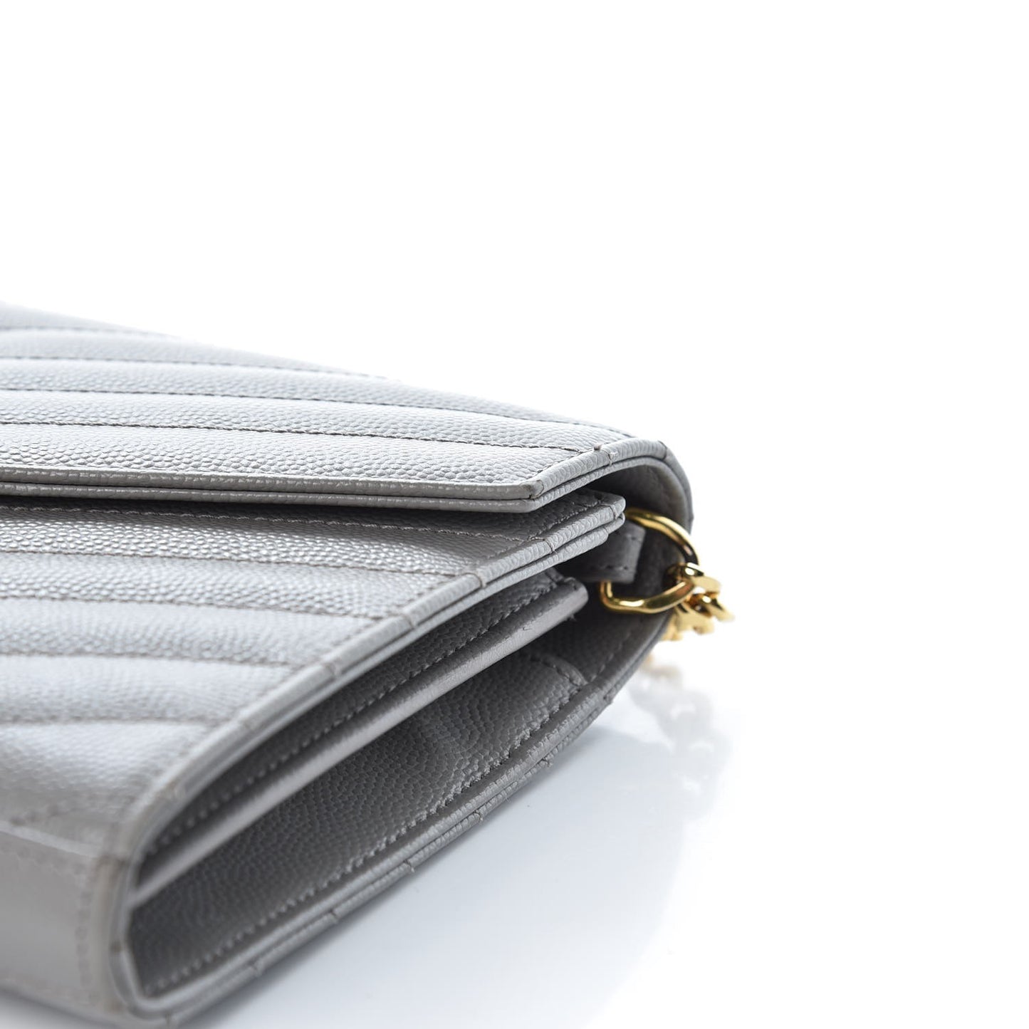 Grain De Poudre Matelasse Chevron Monogram Chain Wallet Oyster Grey