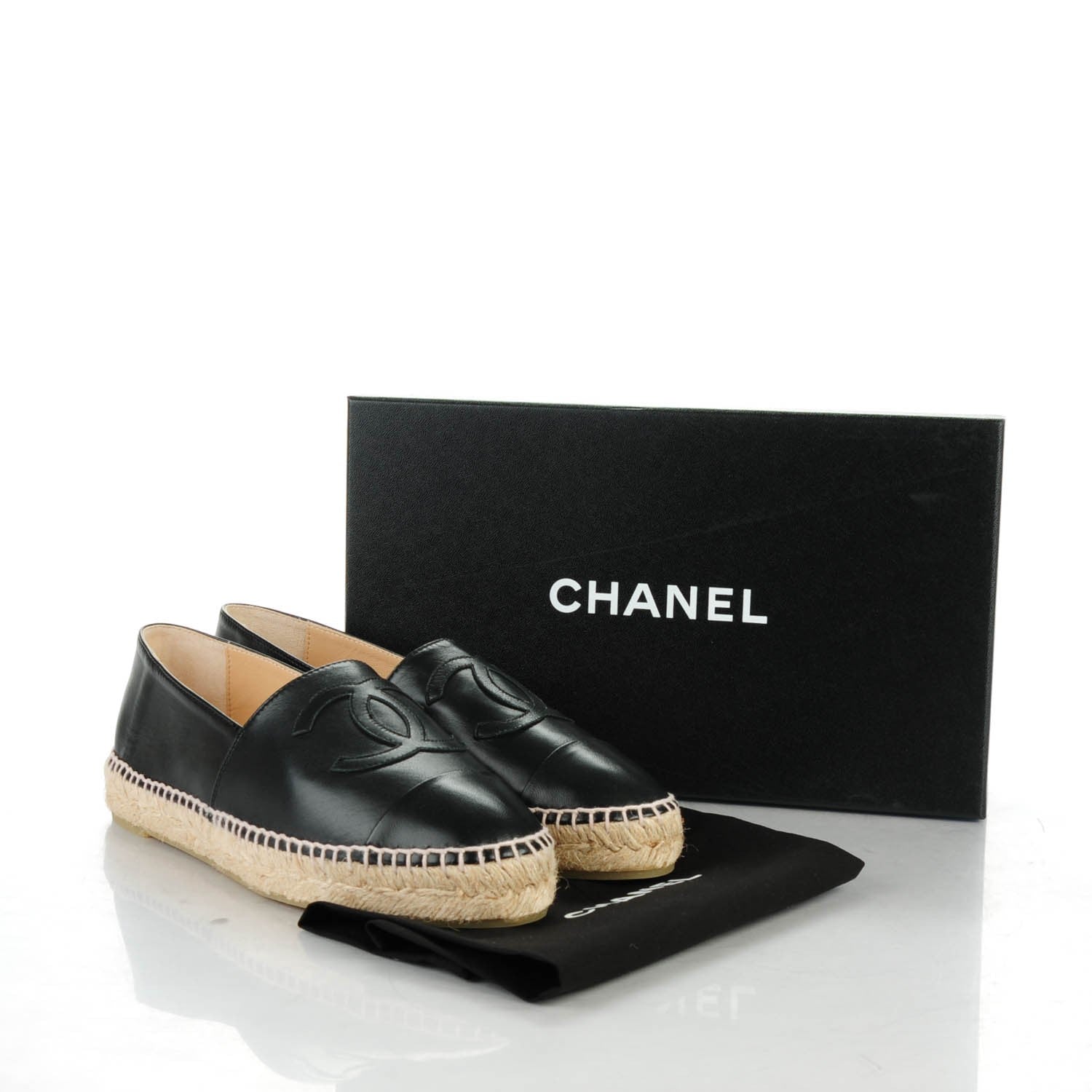Chanel Lambskin CC Espadrilles 38 Black 8 of 8