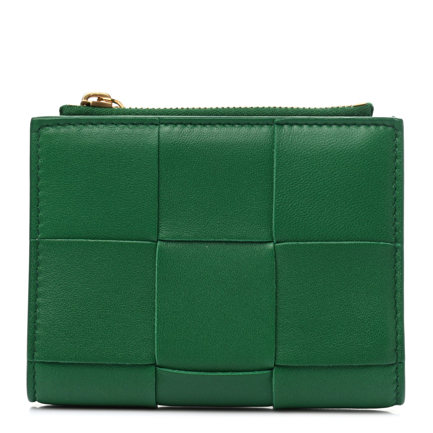 Nappa Intrecciato Bifold Zip Wallet Racing Green